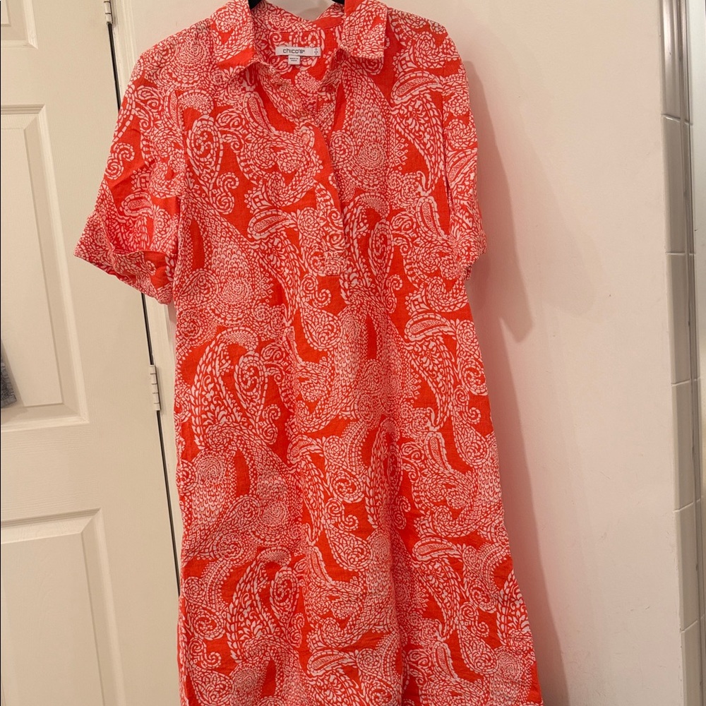 Chico's Vibrant Red Paisley Dress